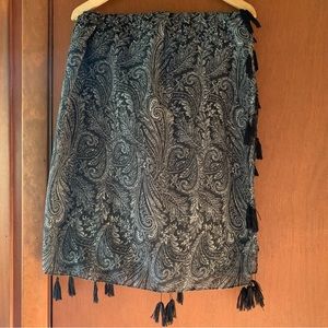 Sheer paisley scarf with black tassels